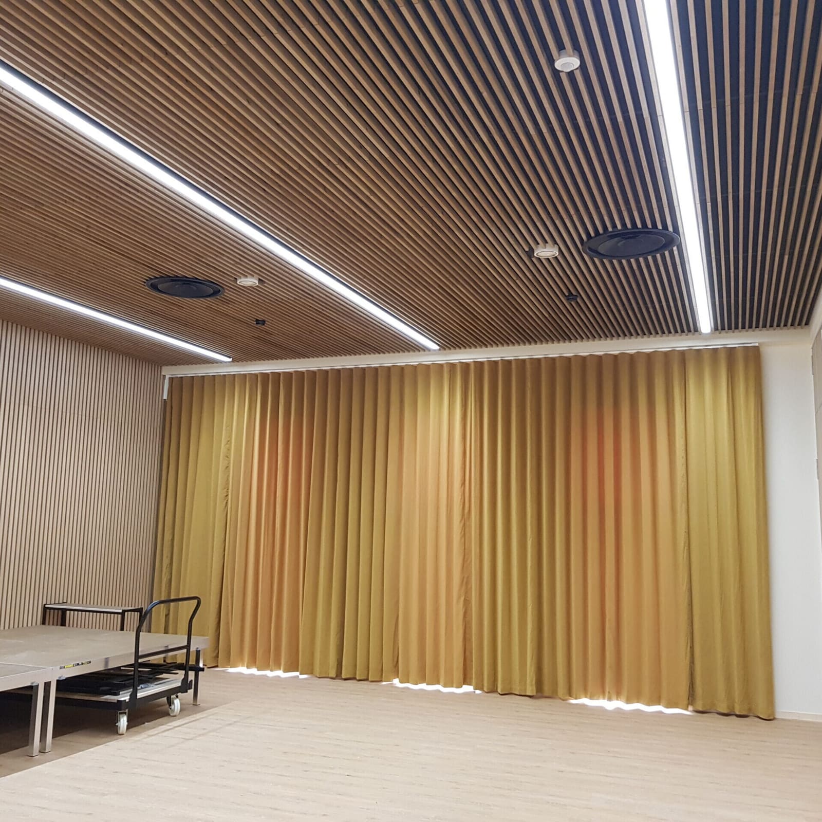 Müra summutavad kardinad mootoriga siinil kooli aulas